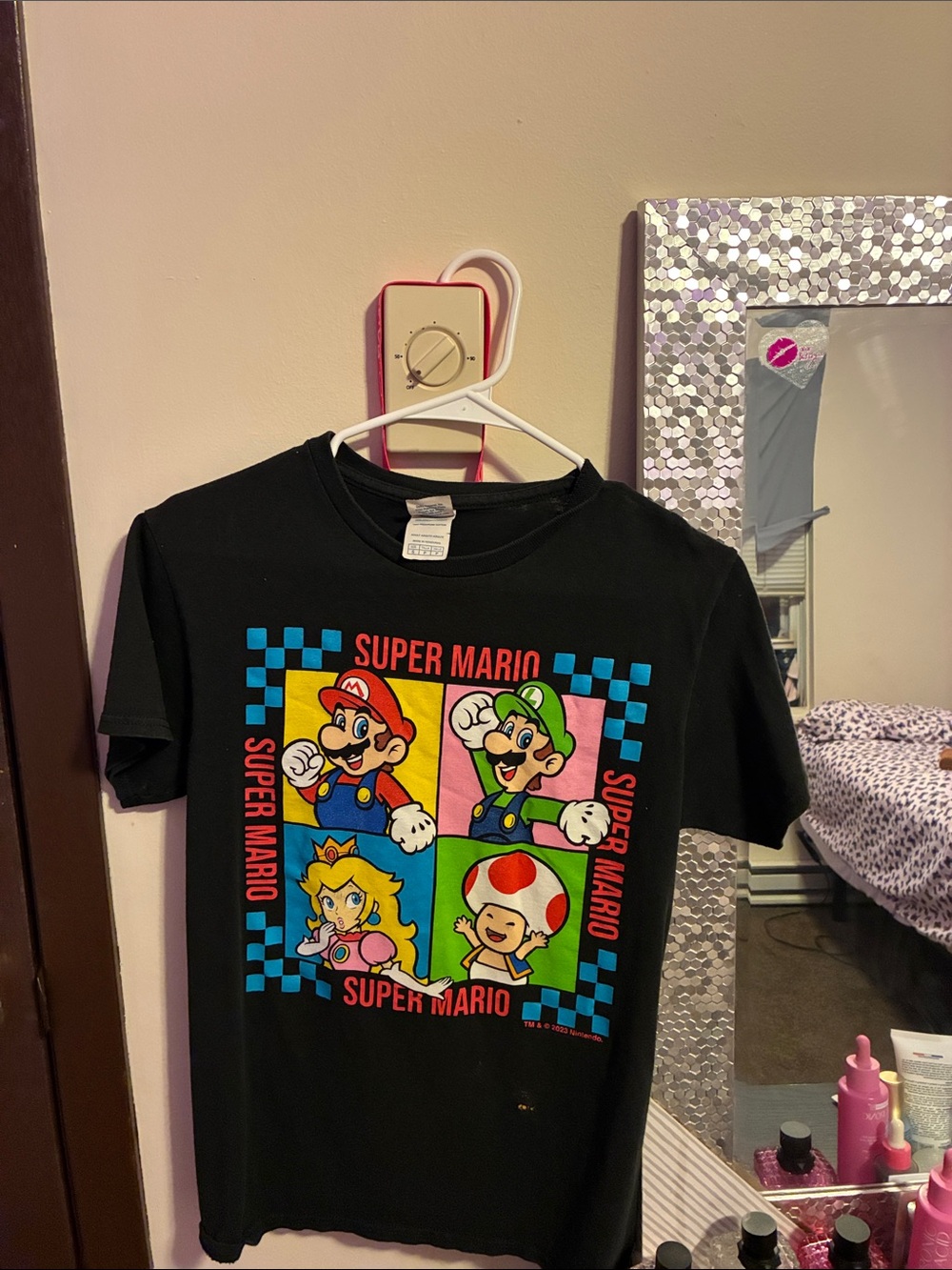 Nintendo Black Super Mario Character Block Tee